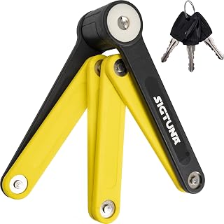 SIGTUNA Folding Bike Lock: 8mm Hardened Steel Heavy Duty Fold-Up Bicycle Lock with Anti-Scratch Coating & Easy Mount
