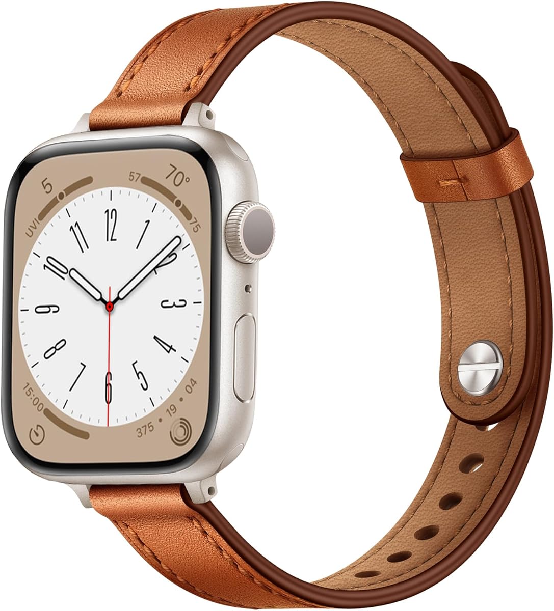 OUHENG Slim Band Compatible with Apple Watch Band 41mm 40mm 38mm 49mm 46mm 45mm 44mm 42mm, Women Genuine Leather Band Replacement Thin Strap for iWatch Ultra 2/1 SE2 SE Series 10 9 8 7 6 5 4 3 2 1