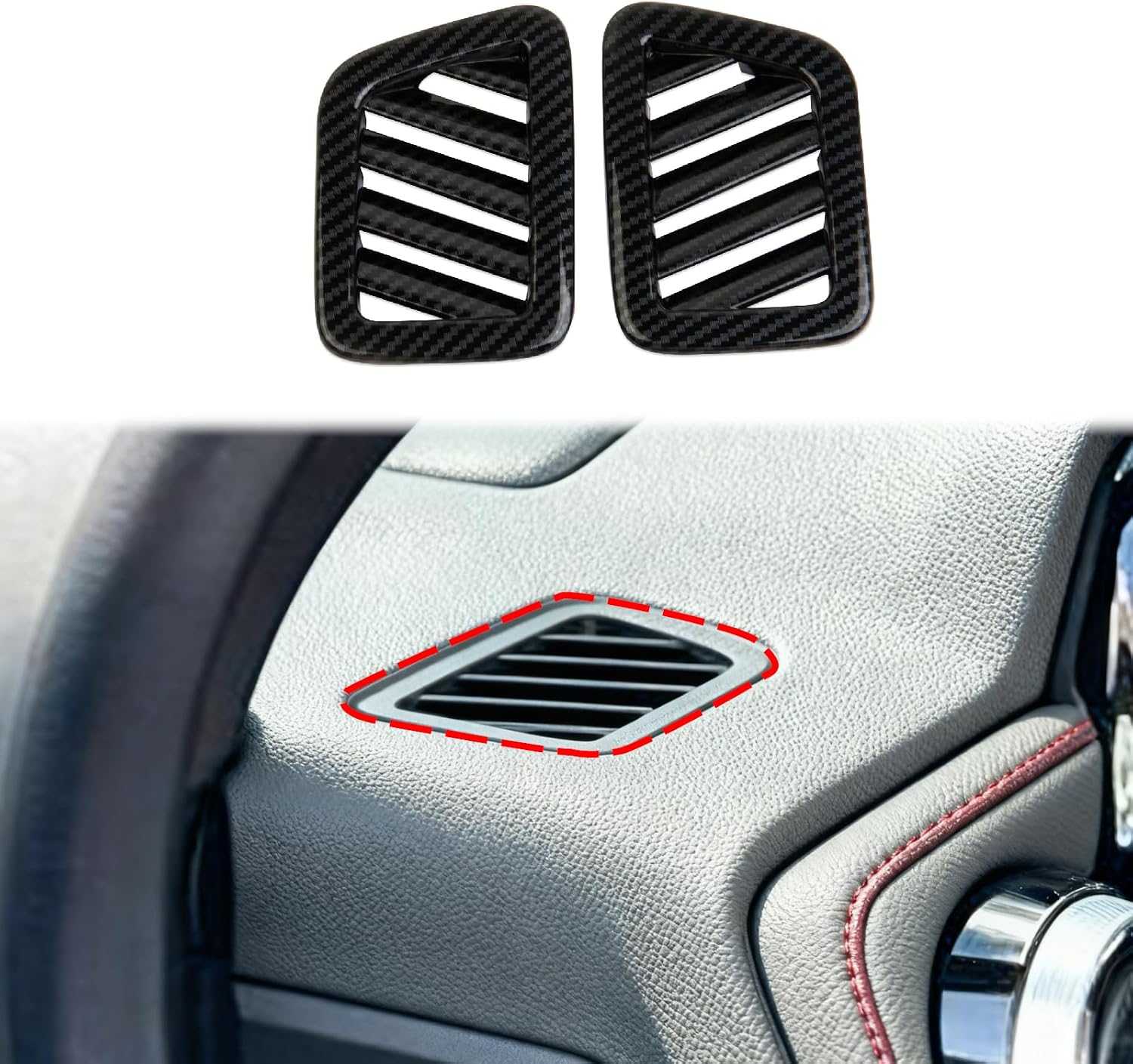Carbon Fiber Style Dashboard Upper Side Air Outlet AC Vent Cover Trim Accessories for 2023-2026 Chevrolet Colorado/GMC Canyon