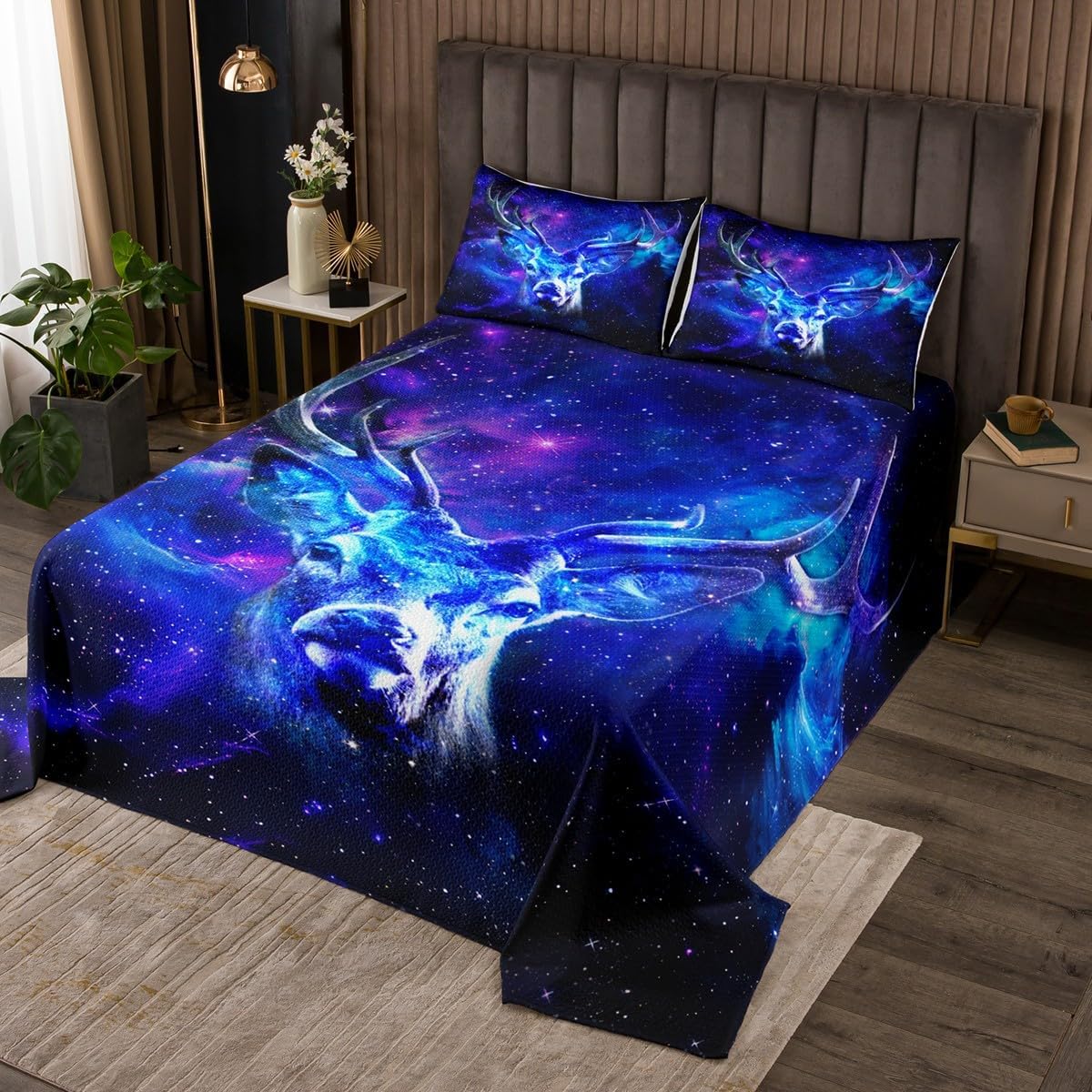 Retro Oil Paint Print Bedspread King,Ferocious Wildlife Animal Quilted Coverlet 3pcs for Adults Teens Room Decor,Tiger Soft Breathable Bedding Quilt