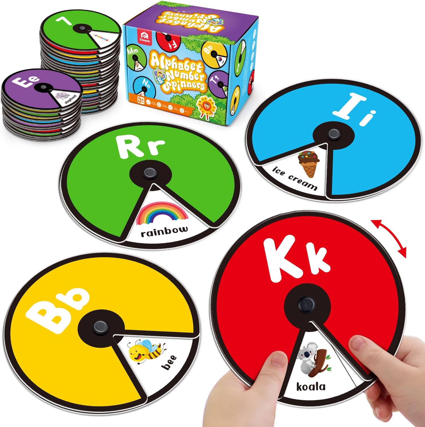 CoogamInteractive Alphabet Spinning Card for Toddler, ABC Letters Numbers Learning Game, Pattern Color Sight Words Educational Flashcard,Toy Gift for Preschool 3 4 5 Year OldThe Forest Stewardship Council