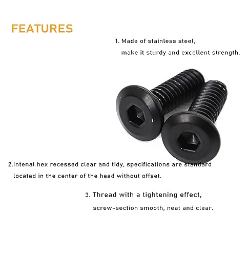 Miniatura 4 de binifiMux 20pcs 14-20x1" Remache negro avellanado Socket Cap Tornillos Tornillos de conexión de acero inoxidable 304