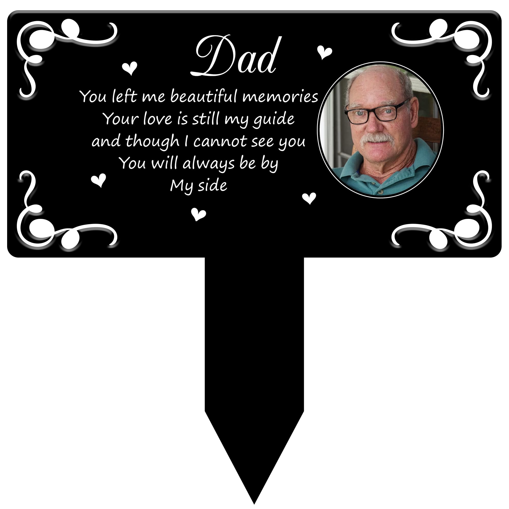 Red Ocean Personalised Dad Memorial Plaque with Photo, Grave Marker, 200x200mm Remembrance Stake Tribute Gift