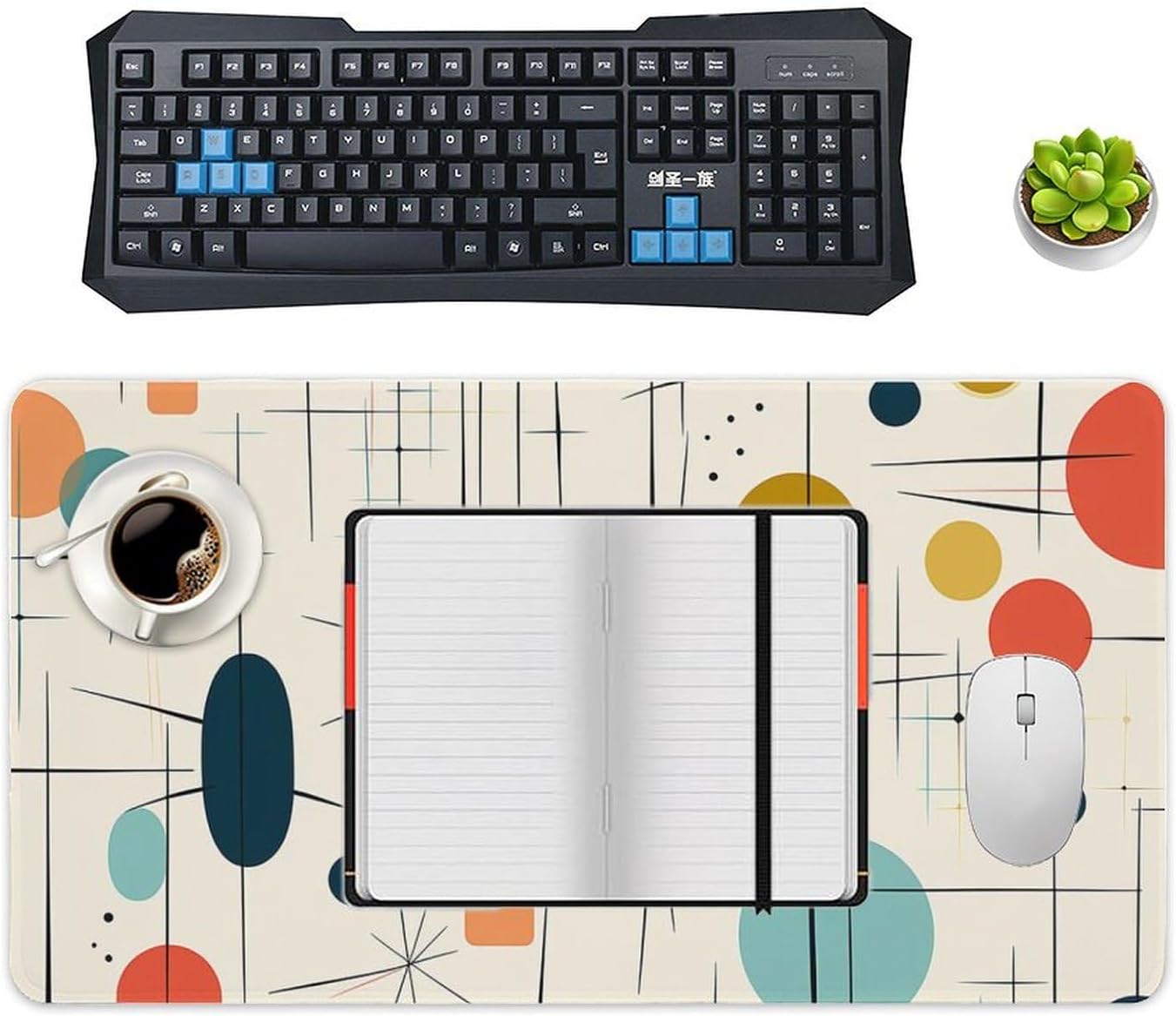 Large Mousepad Extended Gaming Mousepad Non Slip Base Waterproof Desk Mat with Stitched Edges Modern Mid Century MouseMat Keyboard Mat for Home Office 16x30 in