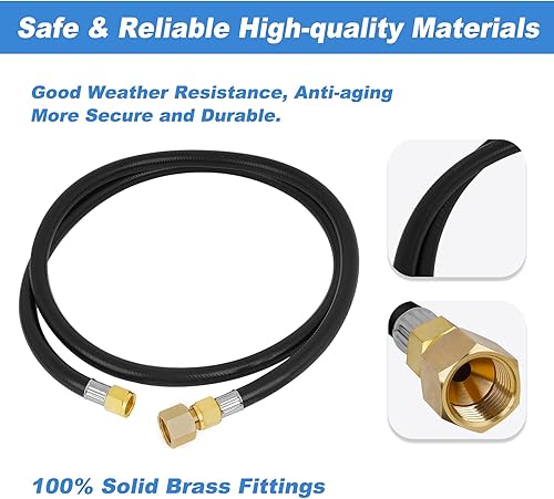 Miniatura 5 de Skyflame Manguera de conexión de gas natural, kit completo de instalación para fogatas NG, desde quemador hasta gas natural, incluye juego de llaves