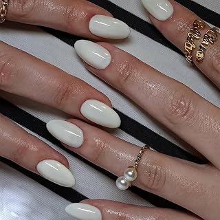 30 Pcs Fall Press on Nails Extra Short Almond - LINMEIZAI White Short French Tip Fake Nails Press ons Nail Tips Glue on Nails Full Cover Acrylic Nail Kit False Nails Milky Nail Art Design for Women