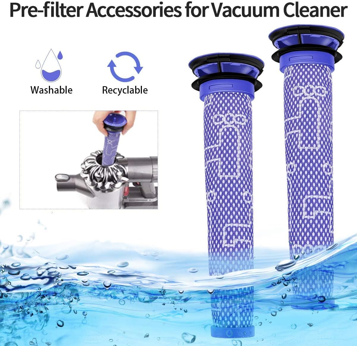 Washable and recyclable pre-filters for vacuum cleaner