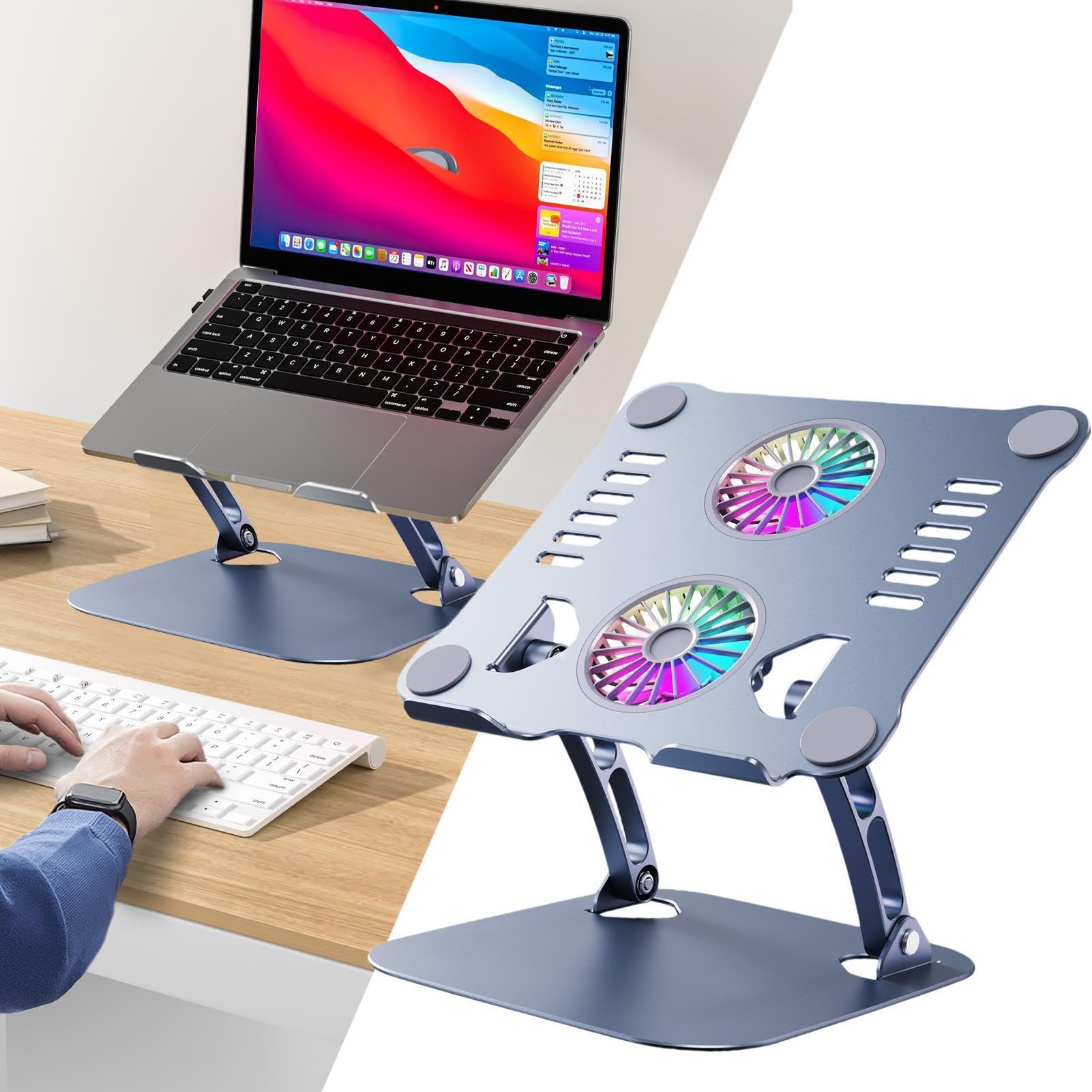 Supporto di raffreddamento per computer portatile, di raffreddamento per | computer portatile, di raffreddamento in metallo regolabile, tappetino di raffreddamento ergonomico pieghevole