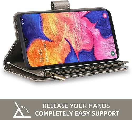 Miniatura 4 de Asuwish Funda de teléfono para Samsung Galaxy A10e con protector de pantalla de vidrio templado y tarjetero de cuero con diseño de flores,