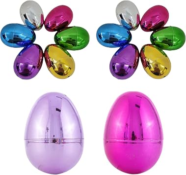 14PCS Easter Eggs, Metallic Fillable Plastic Eggs, 2.4x1.7" Colorful Bright Easter Empty for Egg Hunt, Surprise Egg, Hunt