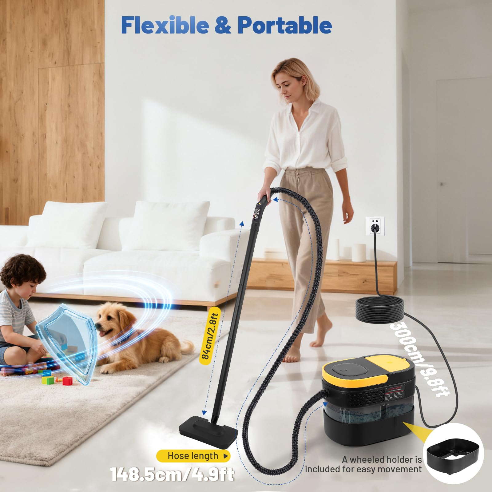 2500W Macinatrice a vapore per la pulizia, Pulitore a vapore Dispositivo portatile per casa, Pulitore a vapore per finestra