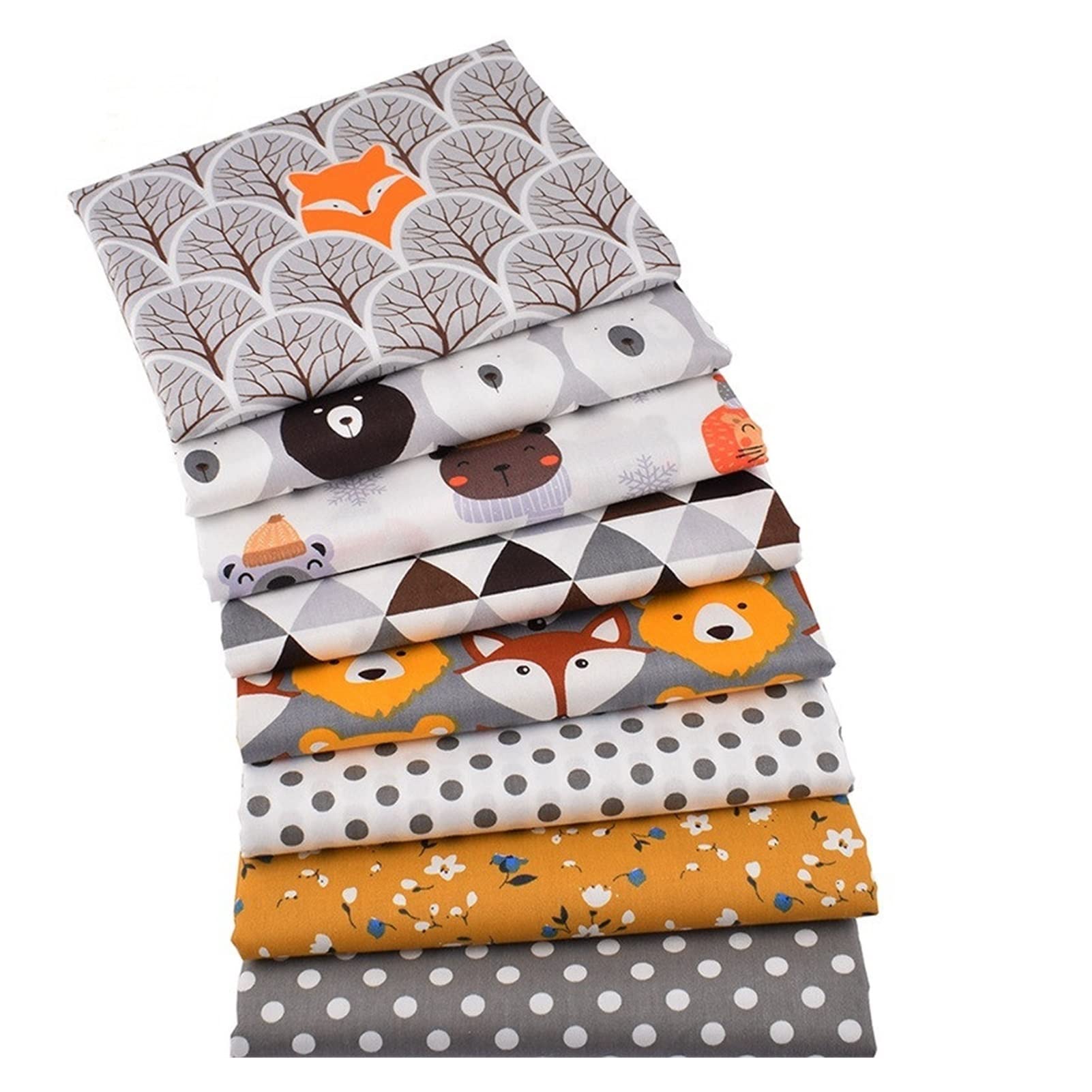 8pcs/Lote, Serie de Animales de la Jungla, Tela de algodón de Sarga Impresa, Tela de Mosaico, Bricolaje Coser Material de Acolchado for y niño Telas