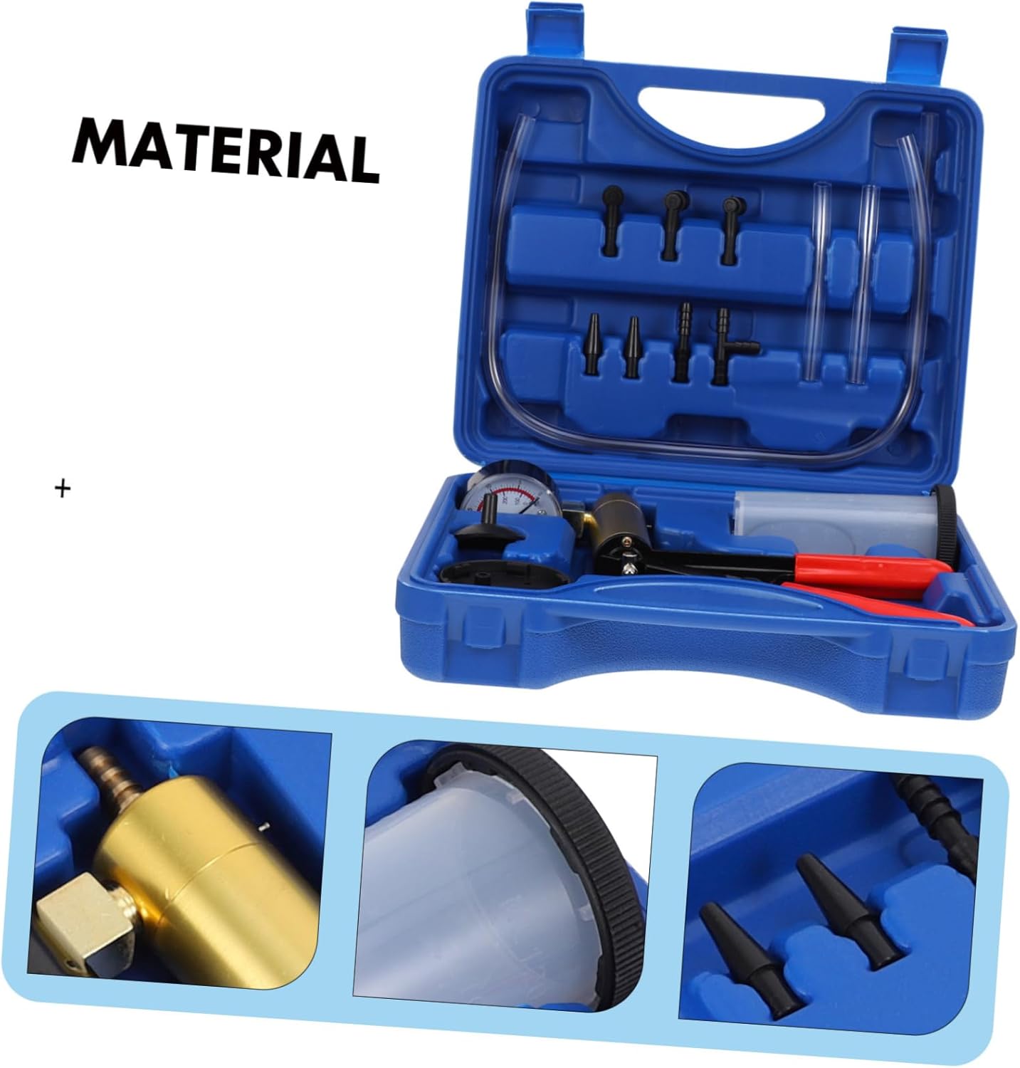 Car Manual Vacuum Pump Brake Oil Replacement Tool Brake Bleeder Kit Adapters for Vehicle Models Portable and Automotive Maintenance Tool Blue
