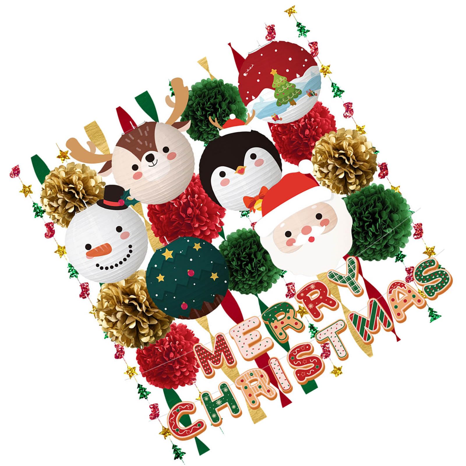 Bannières de Noël suspendues et décorations murales pour intérieur et extérieur