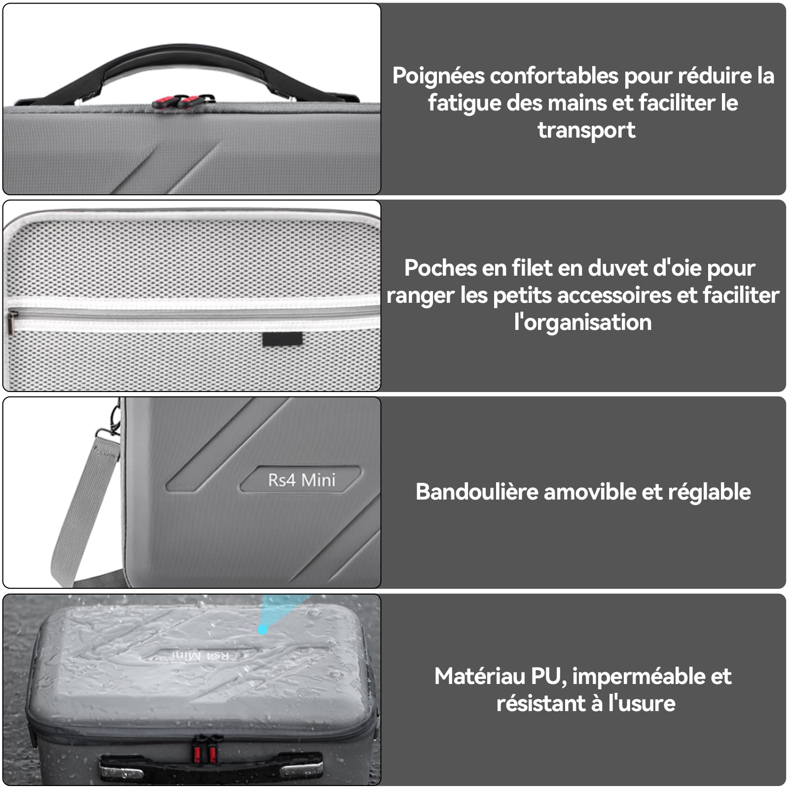 DJI RS 4 Mini Combo avec sacoche portable, stabilisateur de cardan pour appareil photo Canon/Sony/Panasonic/Nikon/Fujifilm, verrouillage automatique des axes, capacité de charge 2 kg, cardan pour
