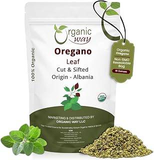 Organic Way USDA Organic Dried Oregano Leaves Cut & Sifted 16oz - Wild-Harvested Albania, Kosher Vegan Non-GMO Gluten-Free