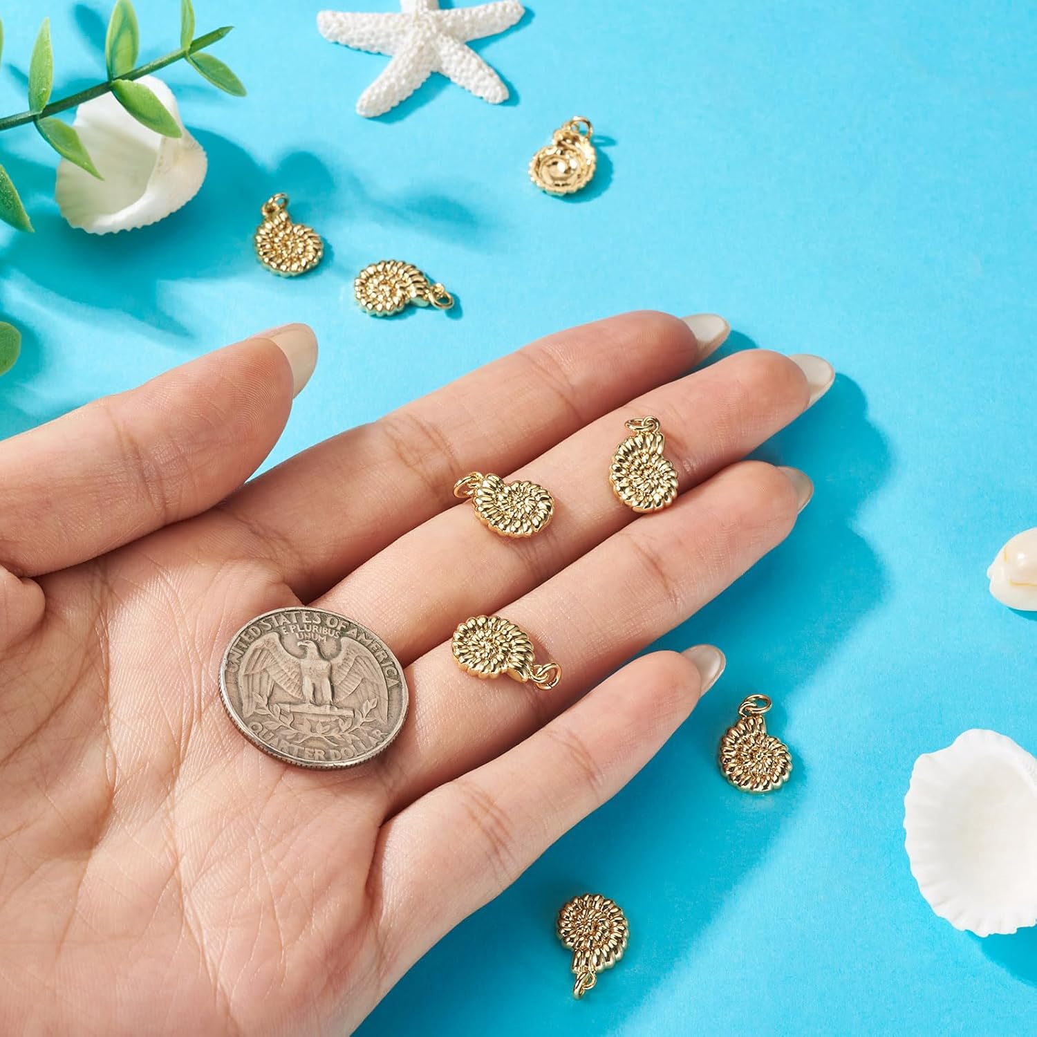 Pandahall 8Pcs Brass 18K Gold Plated Conch Charms Metal Ocean Sea Marine Life Pendant Cute Small Sea Snail Dangle Charms with Loop for DIY Jewelry Making Bracelet Necklace - Image 4