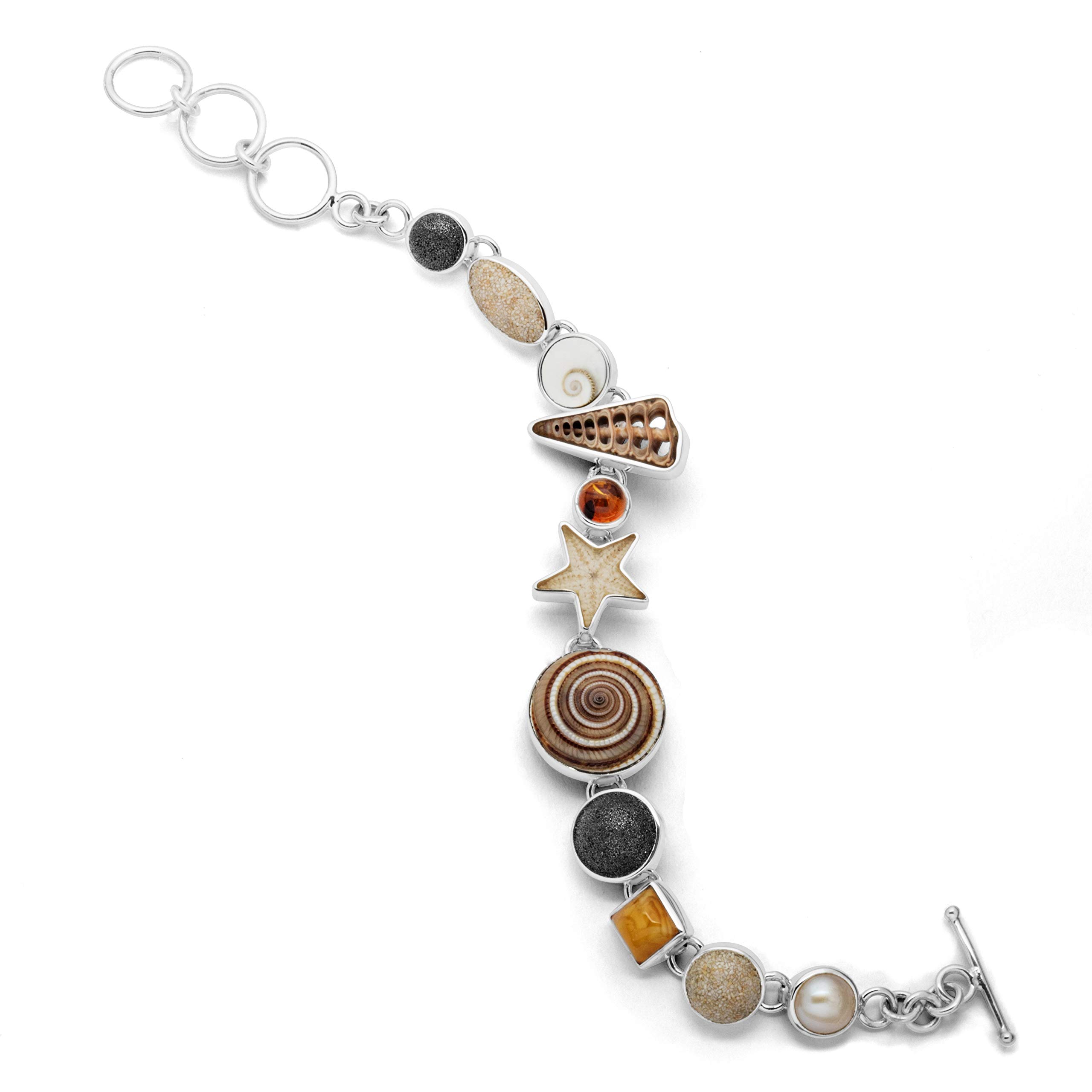 DUR Armband Ahoi Mit Sandseestern & 925 Sterling Silber, Blau, Längenverstellbar – Maritimes Schmuckstück Für Damen
