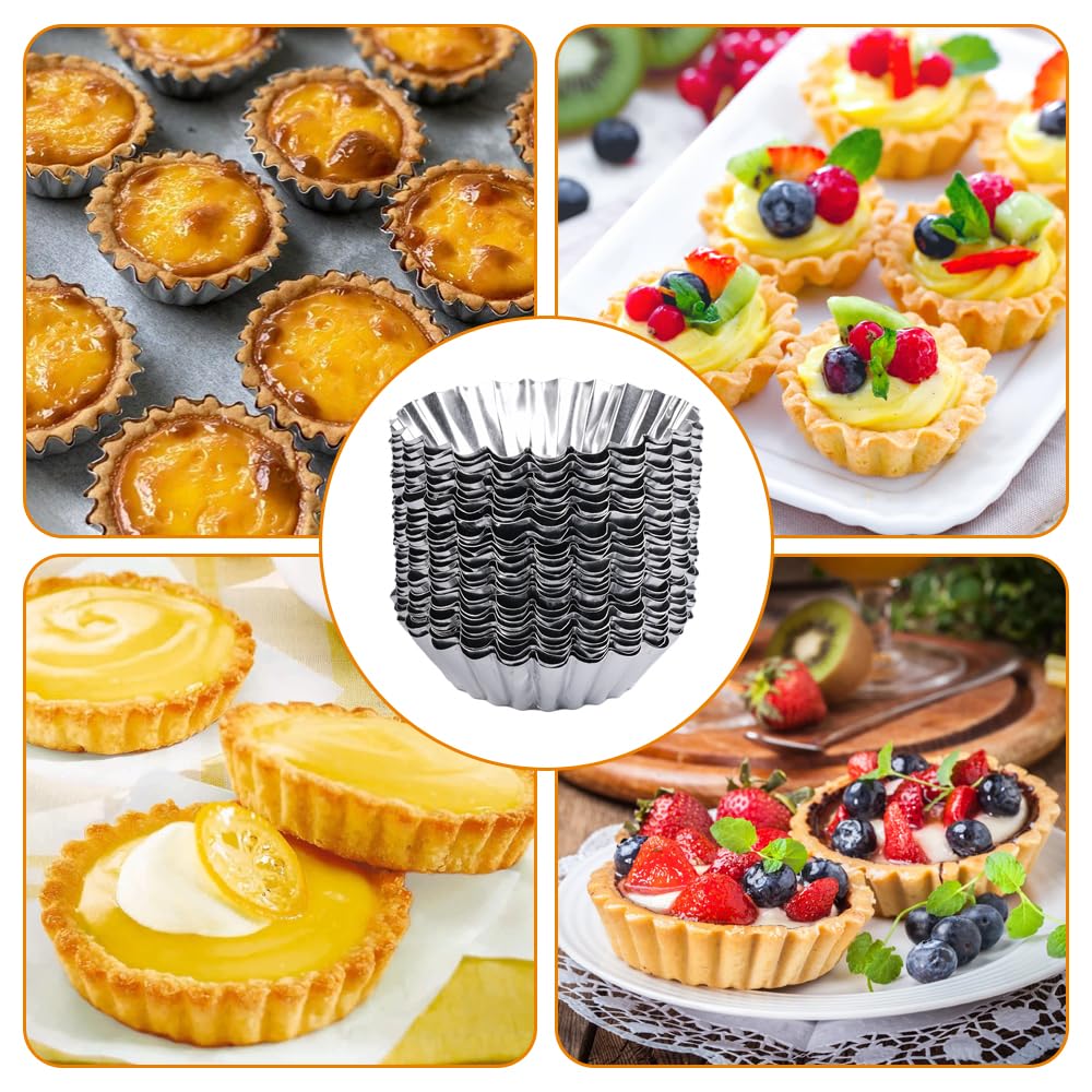 25 Pezzi Stampi per Crostata di Uova, Alluminio Stampo per Cupcake, Stampo per Crostata, Stampi per Uova per Torte, Stampo per Crostata All'Uovo Alluminio Color Argento, per Piccole Torte, Crostate