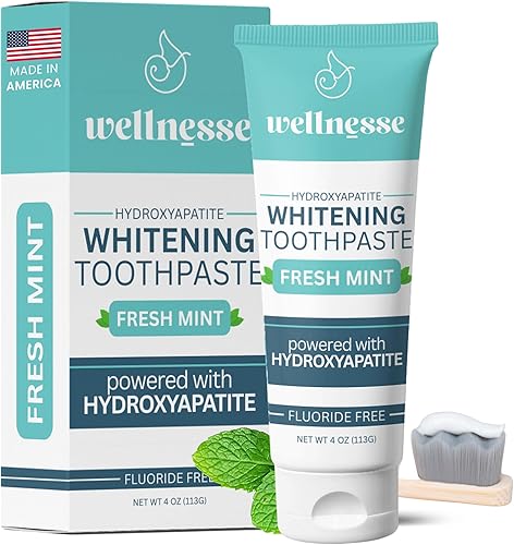 Miniatura 9 de Wellnesse Pasta de dientes blanqueadora de carbón activado, blanqueamiento dental natural y frescura del aliento + sin flúor, vegano, sin glicerina,