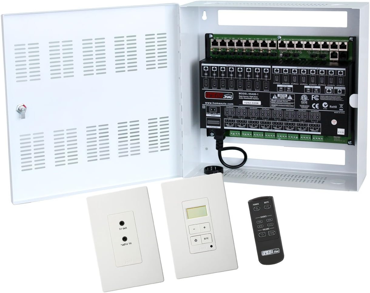 Leviton 95A00-1 Hi-Fi 2 8-Zone, 8-Source Distributed Audio System in Enclosure
