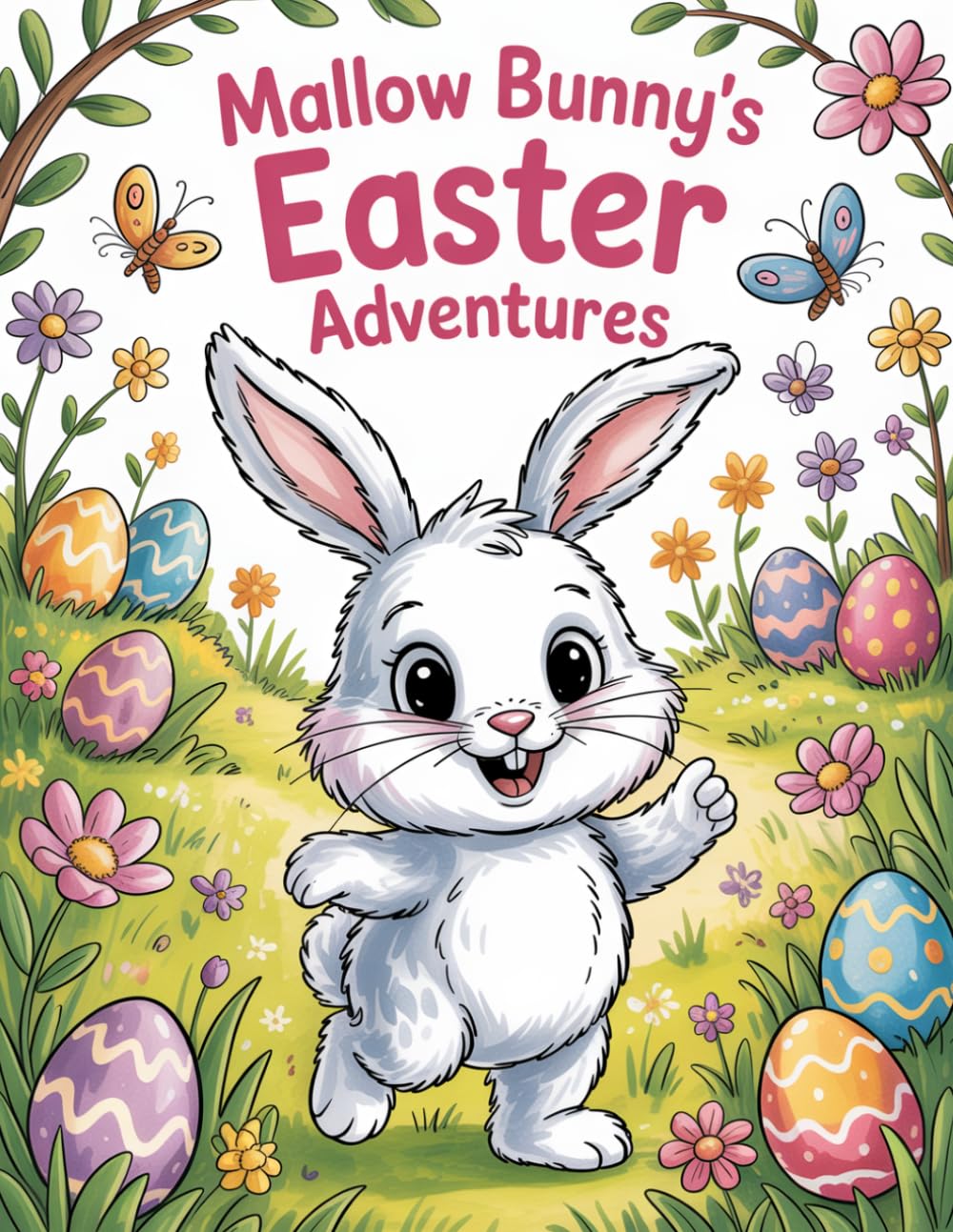Mallow Bunny's Easter Adventures: Bold and Easy Easter Picture Coloring Book | Easter Adventure Story with Coloring Pages