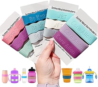 Personalized Baby Bottle Labels for Daycare School Summer Camp Customized Children's Water Bottle Name Bands Custom Engraved Reusable Silicone Cup Bands Labels Waterproof 3 Piece Combo Pack