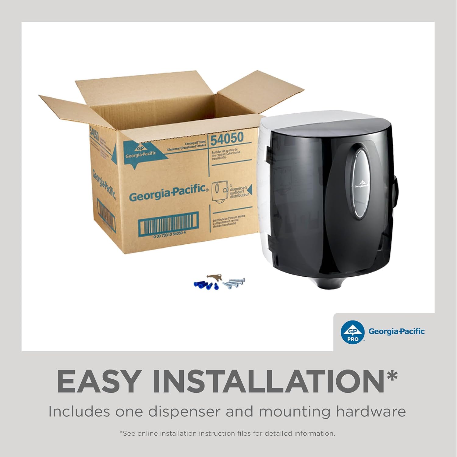 Universal Centerpull Paper Towel and Wiper Dispenser by GP PRO (Georgia-Pacific), Black, 54050, 10.25” W x 10.75” D x 12.625” H, 1 Dispenser