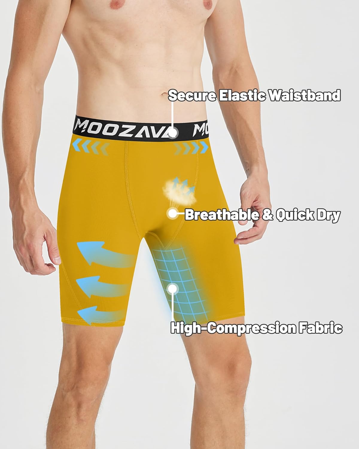 Moozava 1 or 2 Pack Mens Compression Shorts Spandex Shorts Performance Sport Athletic Underwear Workout Running Base Layer - Image 4