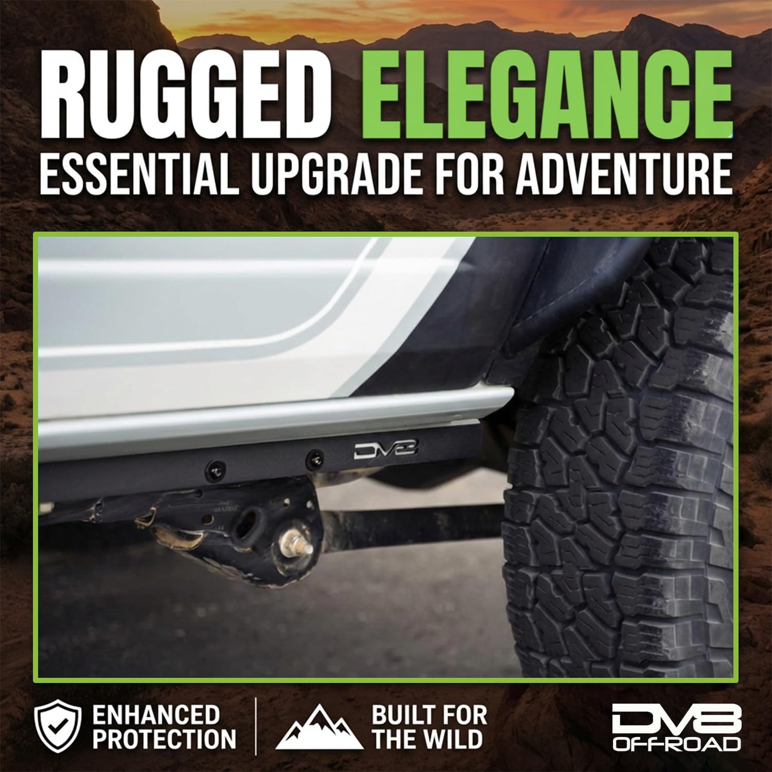 DV8 Offroad Pinch Weld Covers Compatible with 2021-2026 Ford Bronco 4-Door, Extra Layer of Protection for Off-Road Scrapes, Easy Bolt-On Installation, Micro-Texture Black Powder Coat