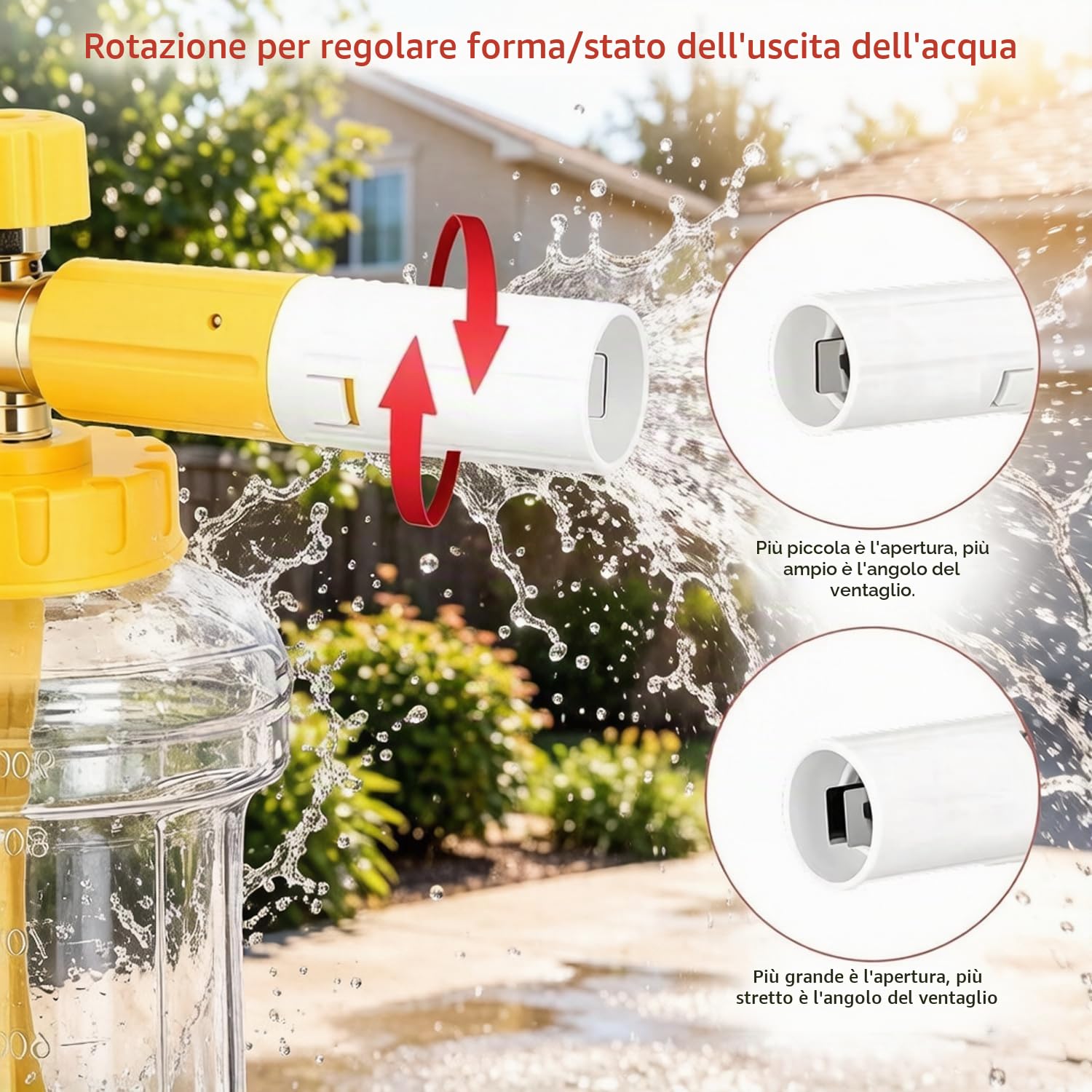 Pistola a Schiuma 1L, Cannone per Idropulitrice Universale Senza Ugello, Lancia Foam per Lavaggio Auto e Motore (Diámetro exterior: 22 mm; diámetro interior: 14 mm)