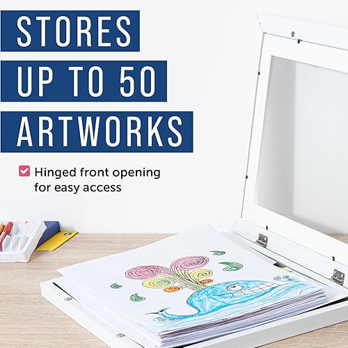 Miniatura 2 de Maplefield Marco de almacenamiento de arte de madera para niños, apertura frontal, marco de exhibición cambiable para niños
