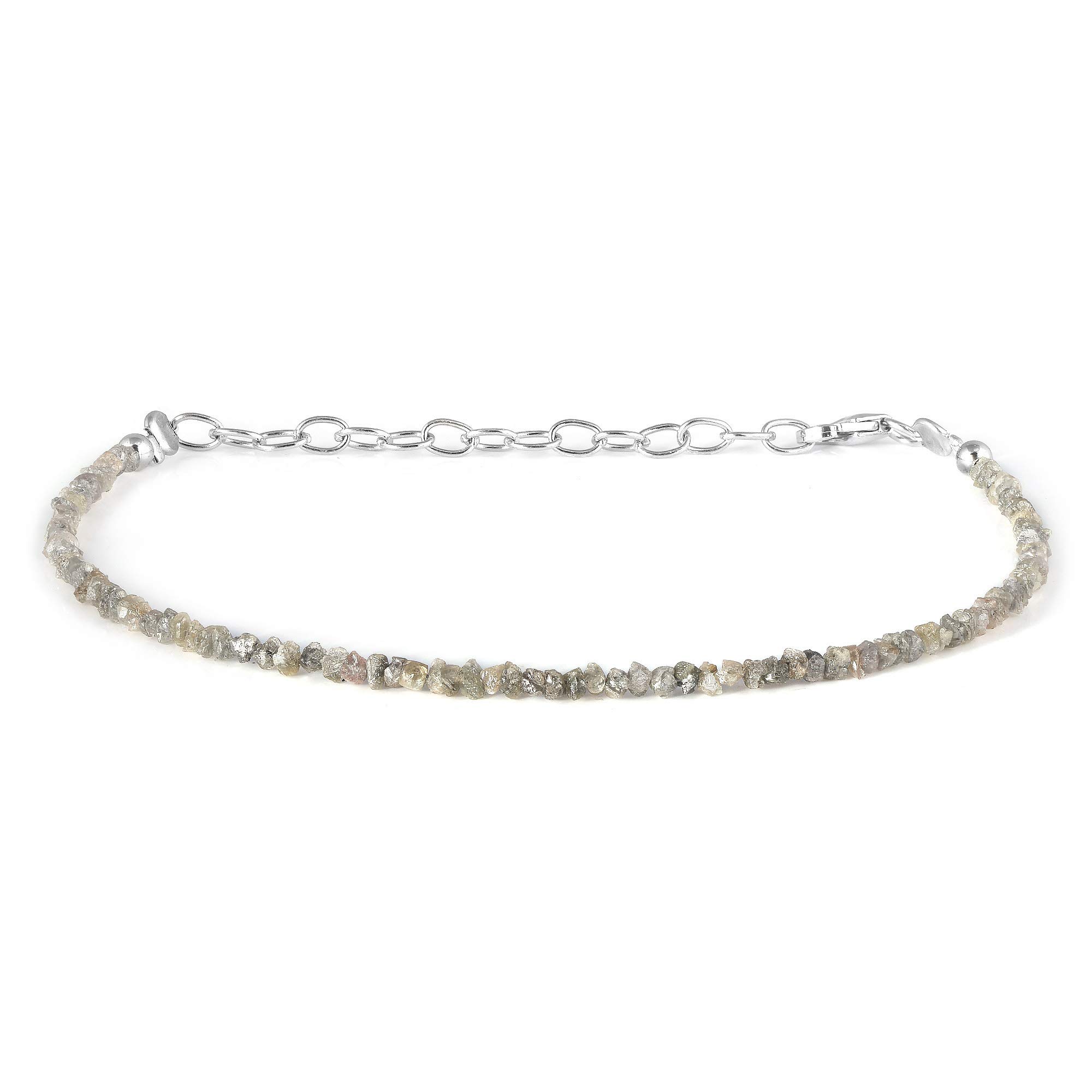 Natürliches Rohdiamant-Armband, mehrfarbiges Perlenarmand mit Rohdiamanten, Damen-Diamantarmband, 925er Sterling Silber, Sterling-Silber,