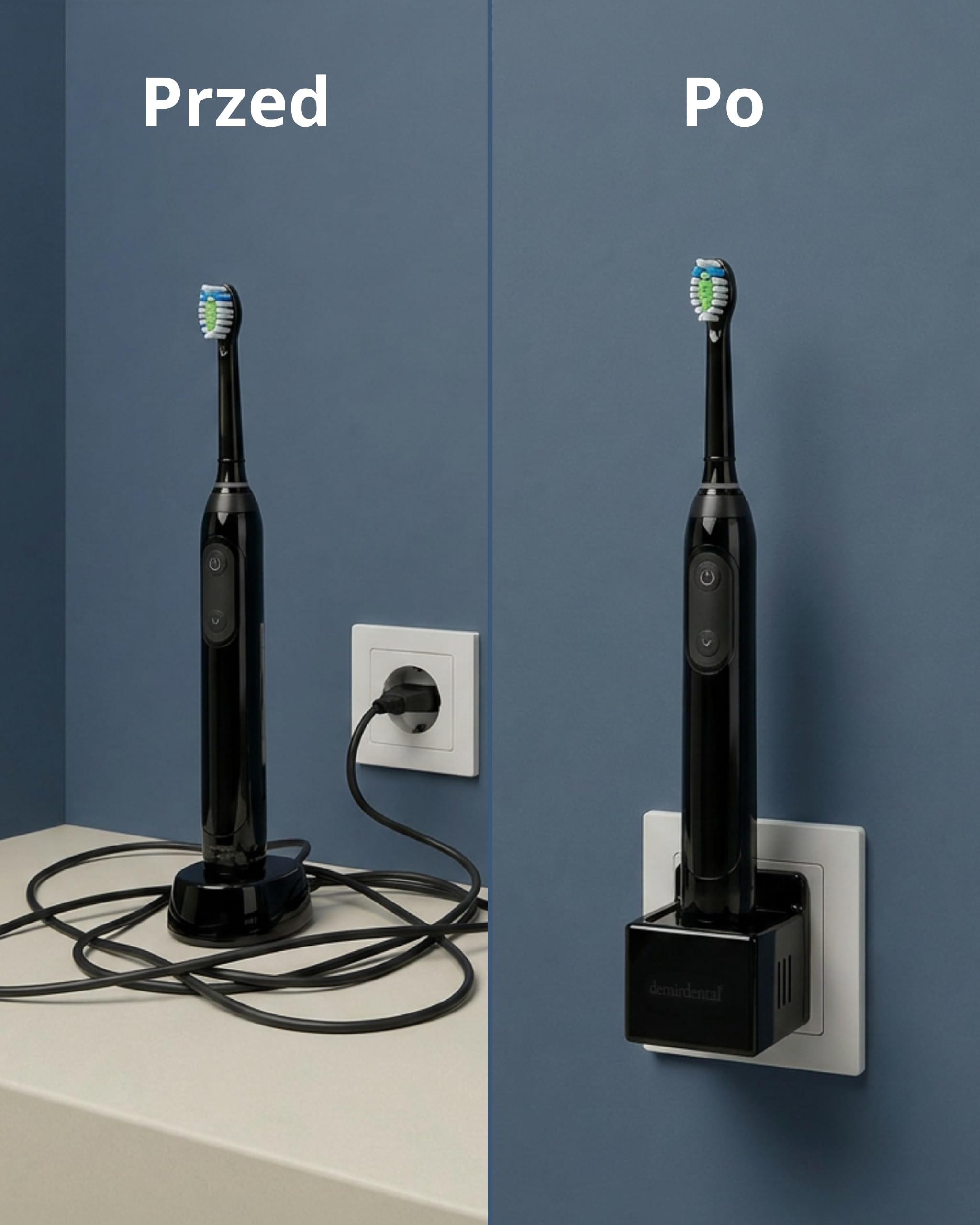 Ładowarka i Stacja Ładująca do Szczoteczki Sonicznej Philips Sonicare – Bezprzewodowa Ładowarka Ścienna do Gniazdka, Kompatybilna z serią HX, IPX7, Czarny, 3 Lata Gwarancji | demirdental