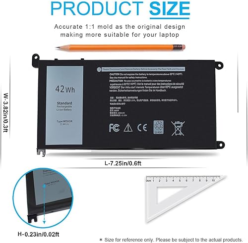 Miniatura 3 de 42Wh WDX0R WDXOR 11.4V Batería para Dell Inspiron 13 7375 7368 7378 5368 5378 5379 P69G 15 7573 7579 7560 7570 7569 5570 55677 5565 5568 5578 5579