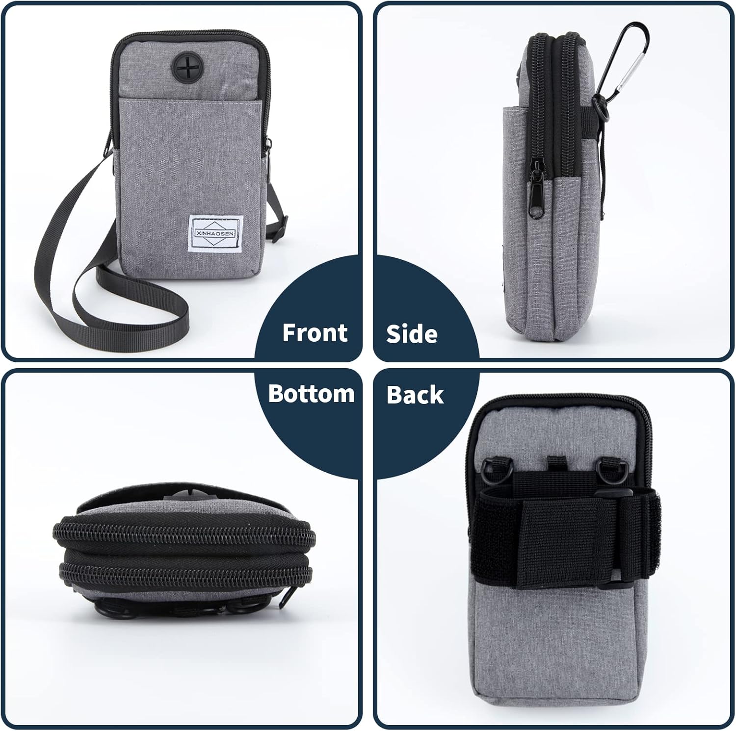 Cell Phone Purse Waist Pack Bag Travel Crossbody Bag Wristband Sport Armband Wallet with Removable Shoulder Strap (Black) - Image 2