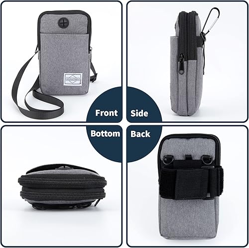 Miniatura 2 de Riñonera para teléfono celular, bolsa cruzada de viaje, pulsera deportiva con correa de hombro extraíble, Gris claro, Deportes