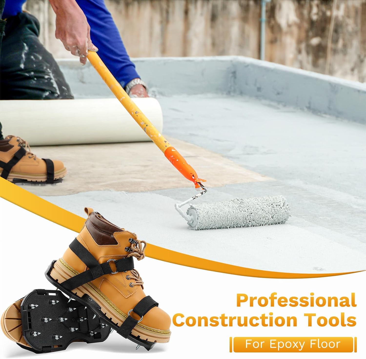 US:E (Sturdy Version) Spike Shoes for Epoxy Flooring Coating (99% Pre-installed) 13 1-Inch Spikes & 2 VeIcro Strap (Non-Slip, Supports Up to 200 Pounds) Fits Men's and Women's Shoes in US Size 6 to 12 | 2 VeIcro Strap (Non-Slip, Supports Up to 200 Pounds) Fits Men's and Women's Shoes in US Size 6 to 12