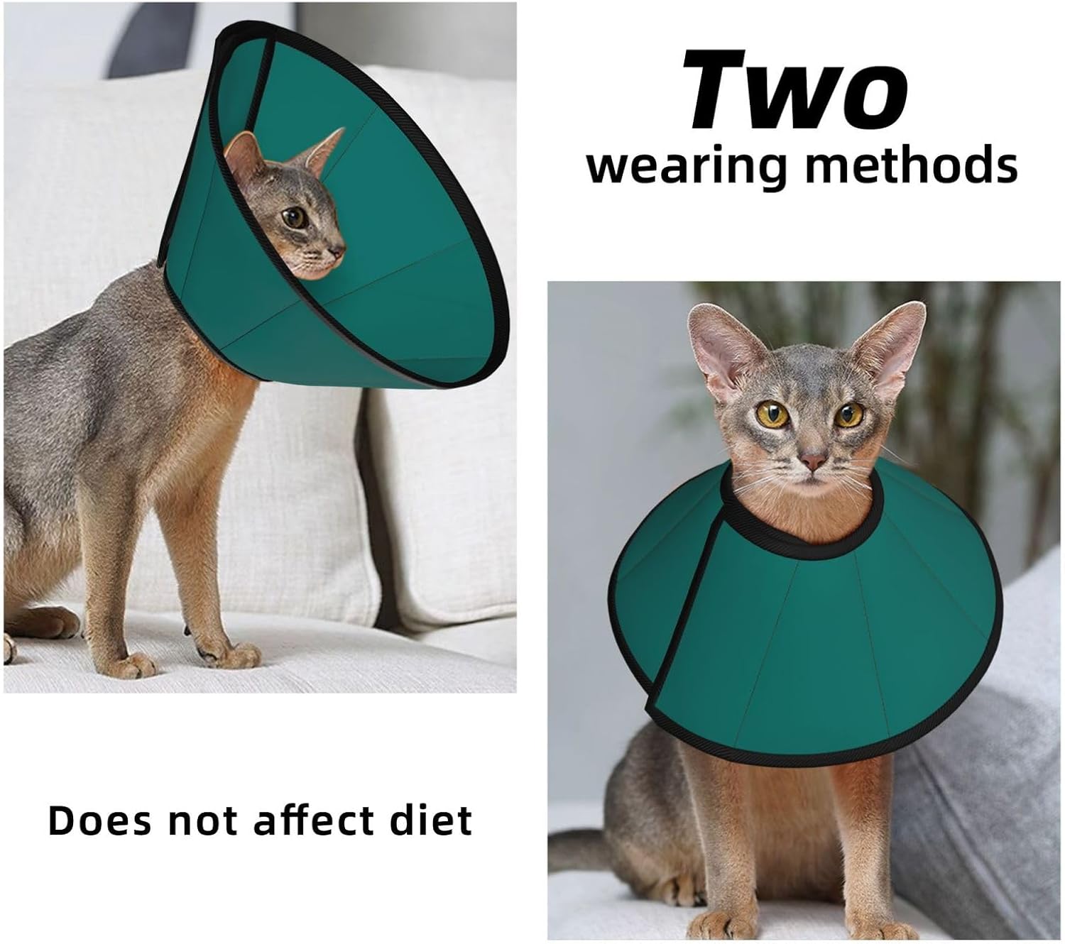 Custom Pet Cones - Unique Design Cat & Dog Cone, Collar for Post-Surgery Recovery, Adjustable Neck Natural Green Medium
