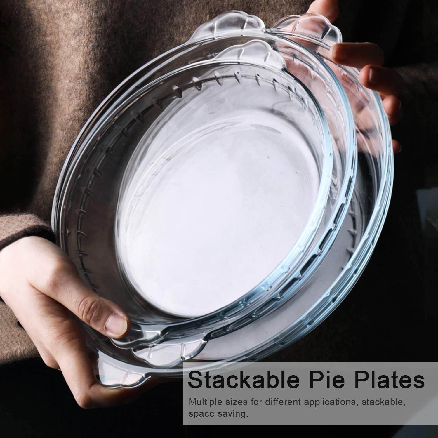 NUTRIUPS Plato Eedondo de Vidrio para Hornear con Asa, Plato para Servir Pasteles, Alta Resistencia al Calor, Moldes para Hornear de Vidrio para Pasteles, Tartas, Flan (22x18,52x4,5 cm)
