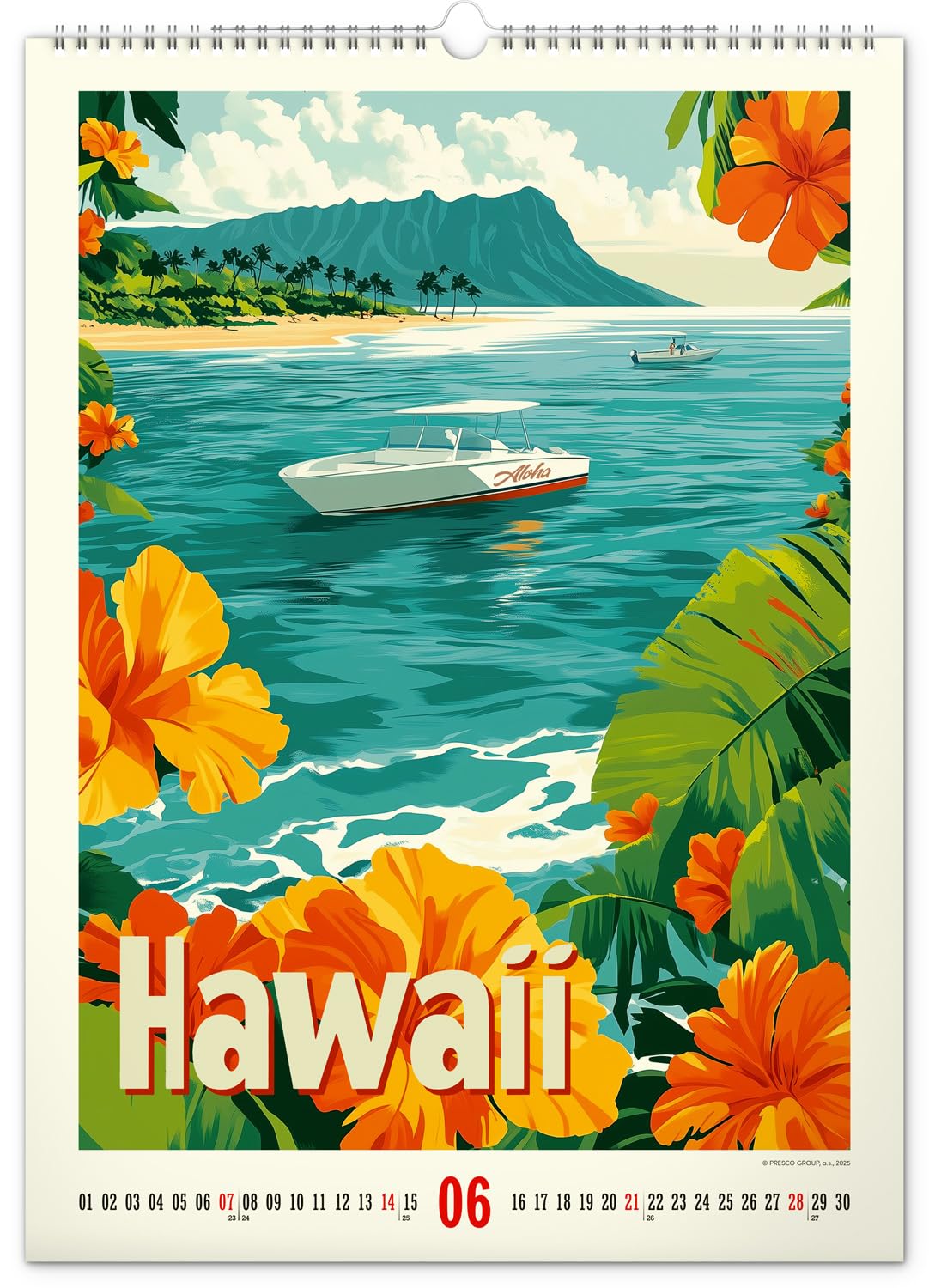 NOTIQUE Wandkalender 2026 Vintage Poster – Tropische Paradiese – Exotische Landschaften & Strandmotive – Bildkalender 33x46 cm