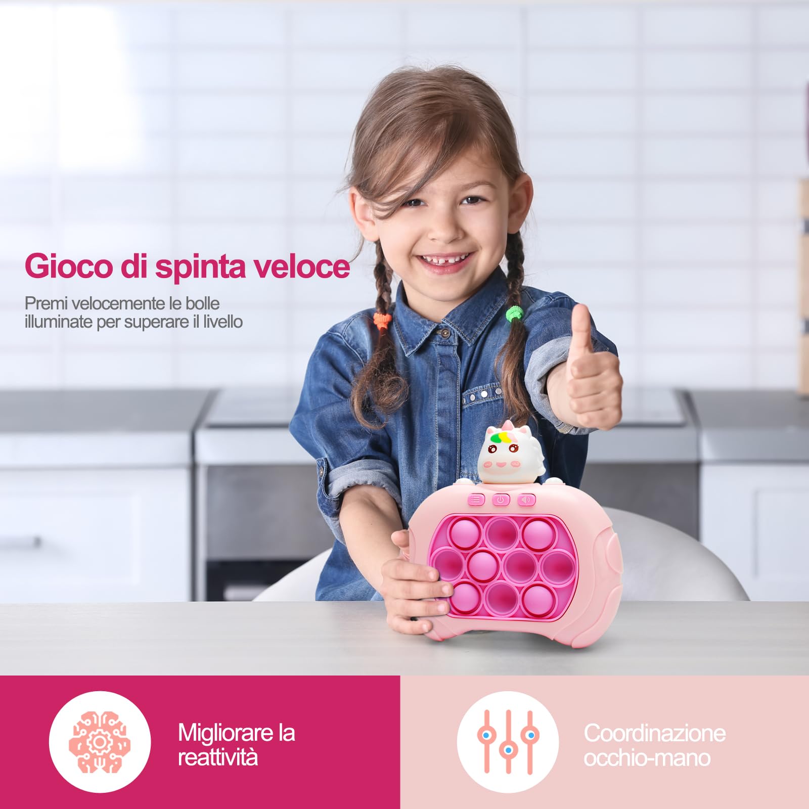 Pop It Elettronico, Gioco Quick Push Bubble Game A Spinta Pop Squeeze Toys Per Bambini Pulsante Puzzle Game Giocattoli Divertenti Regalo Per Bambini E Adulti Bubble Stress(Unicorno)