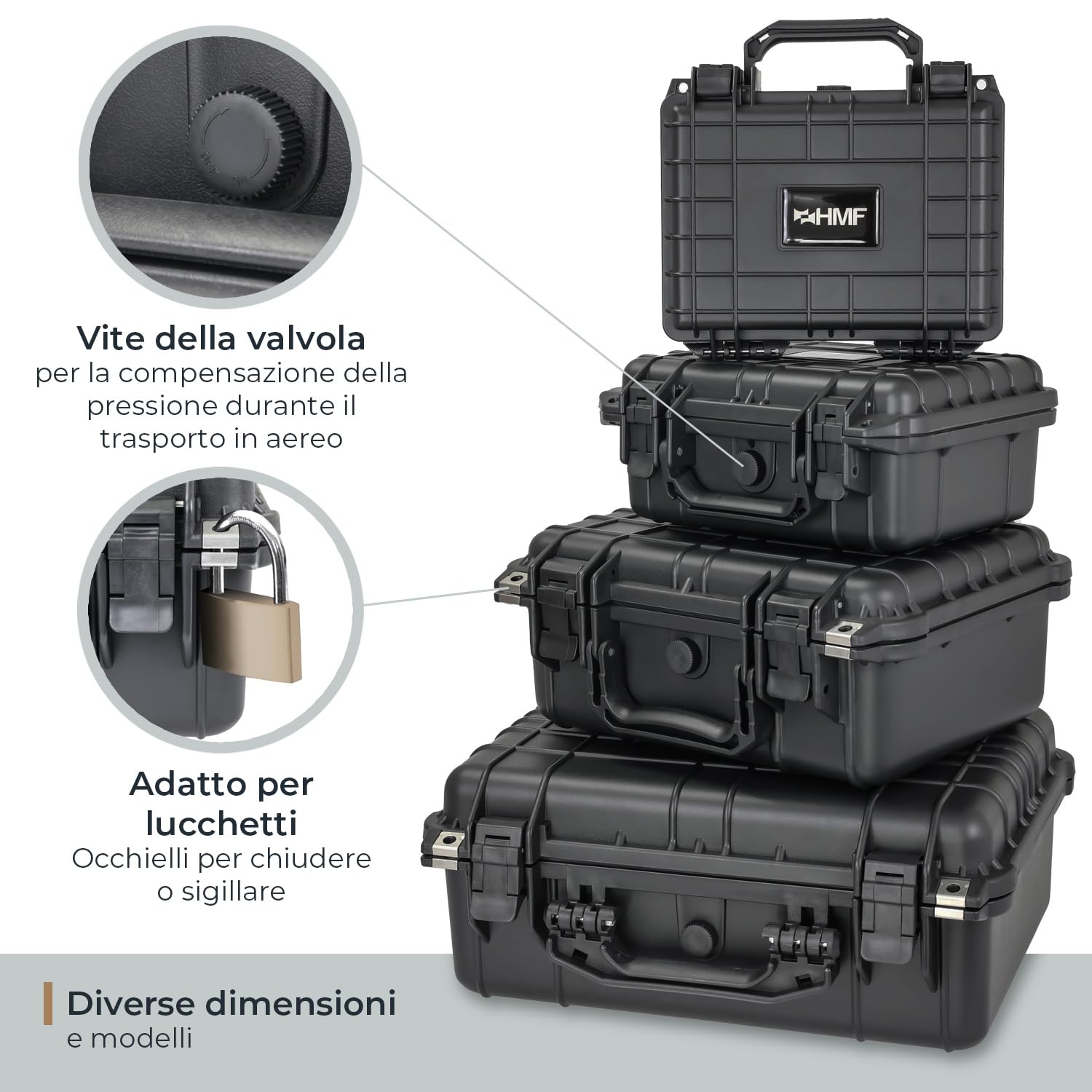 HMF Valigetta Fotografica Outdoor Custodia Rigida 27 x 24,5 x 13 cm