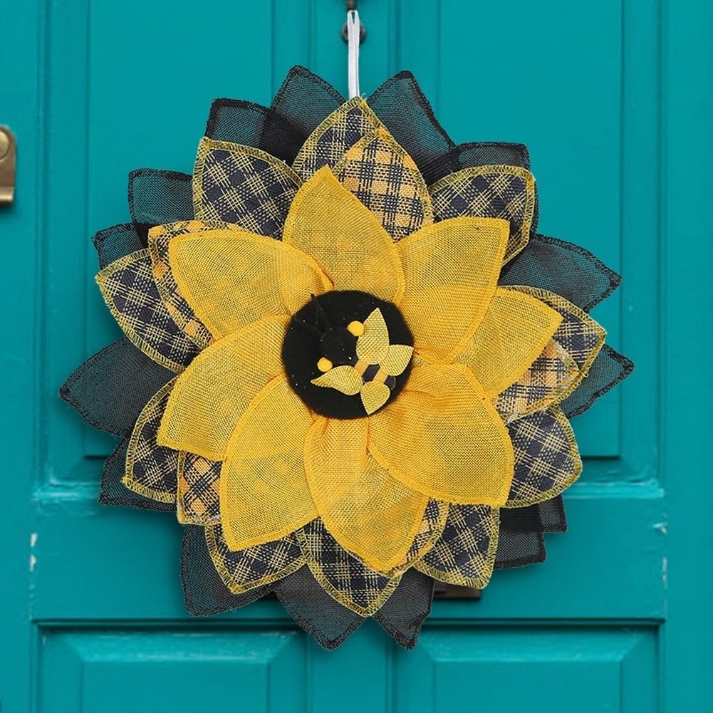 Ghirlanda primaverile da 40 cm, motivo api, decorazione per porta