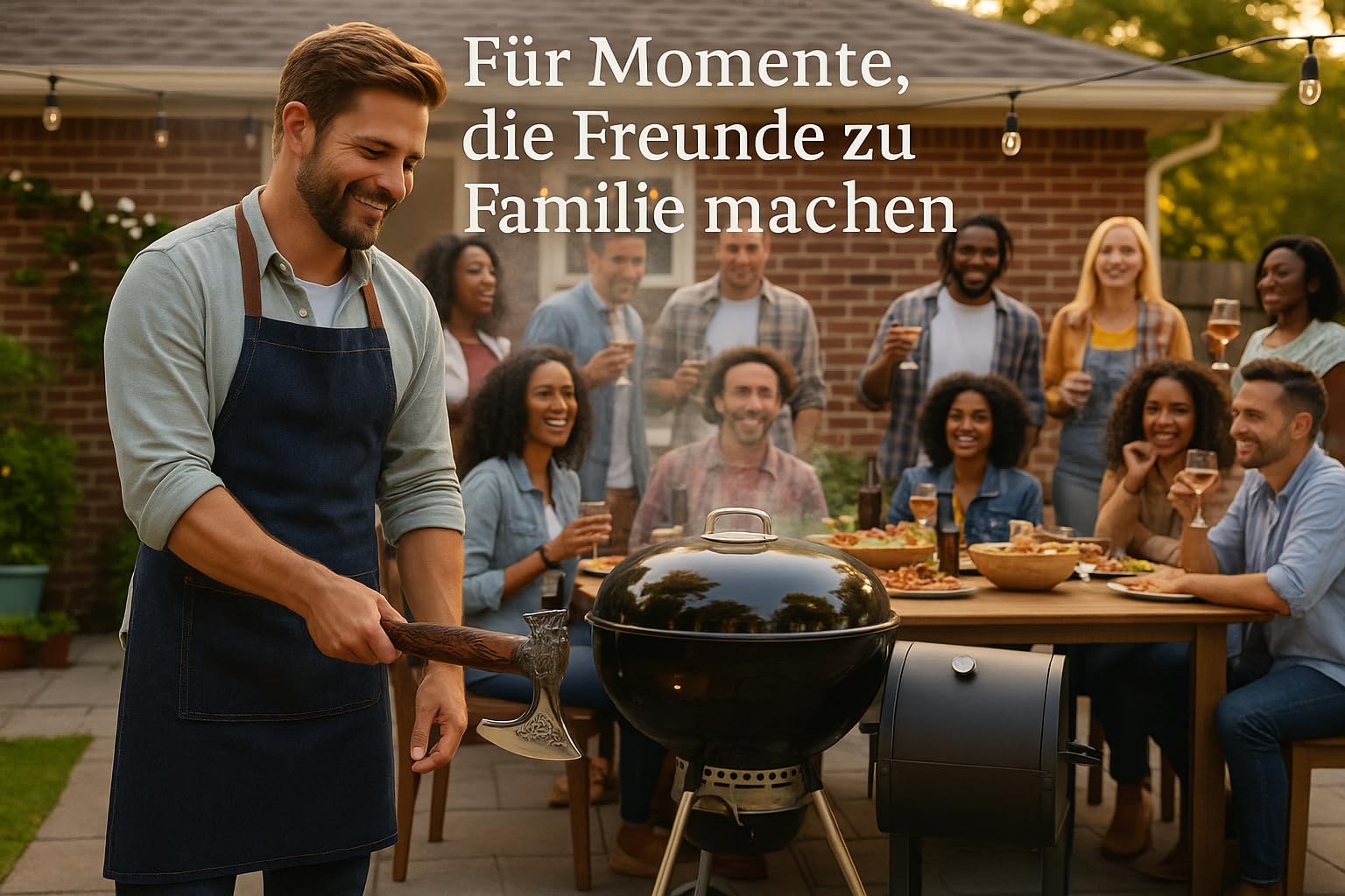 Novahaven Fenrir – Handgeschmiedete Outdoor Axt 56 cm Carbonstahl mit geschnitztem Eschenholzgriff, Wolfskopf & Drachendesign, Lederscheide für Camping & Dekoration