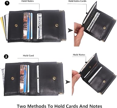Leather Wallet for Men, Short Bifold Slim Men's Wallet with Squeeze Coin Pocket Card Holder ID Window, Top Grain Leather Mens Wallet with Gift Box (Black)