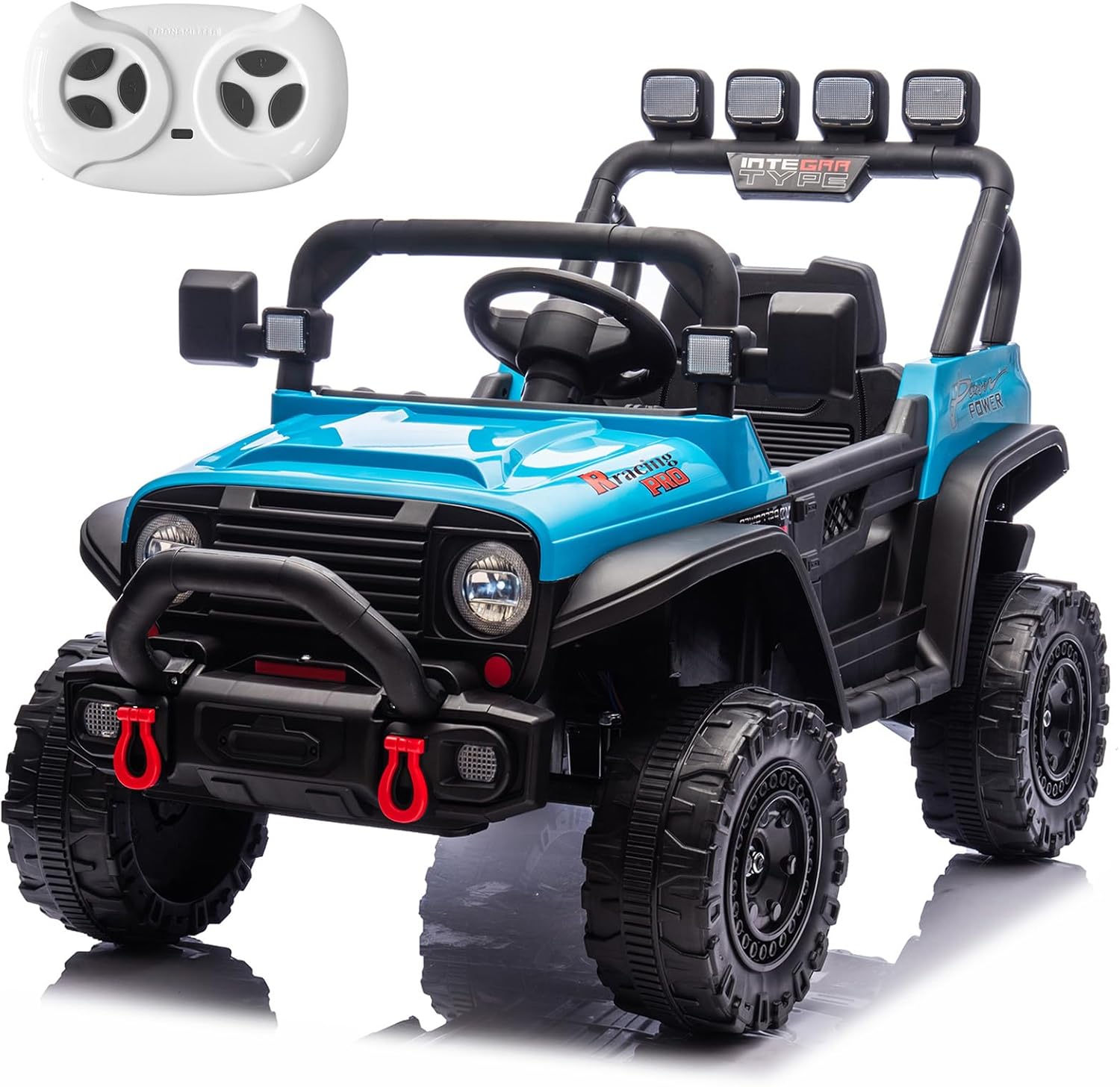 RunFast 12v Kids Ride on Car with Parent Remote Control,Electric Ride on Toys for Kids 3-5,3.7mph Max Speed,Battery Powered,Large Seat with Safety Belt,Aux Port,Gift for Boy&Girl(Blue, 12V)