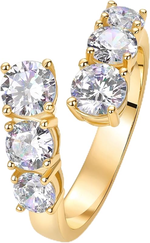 14K Gold Plated Cubic Zirconia Crossover Chunky Eternity Ring for Women | Open Twist Stackable Bands | CZ Statement Rings