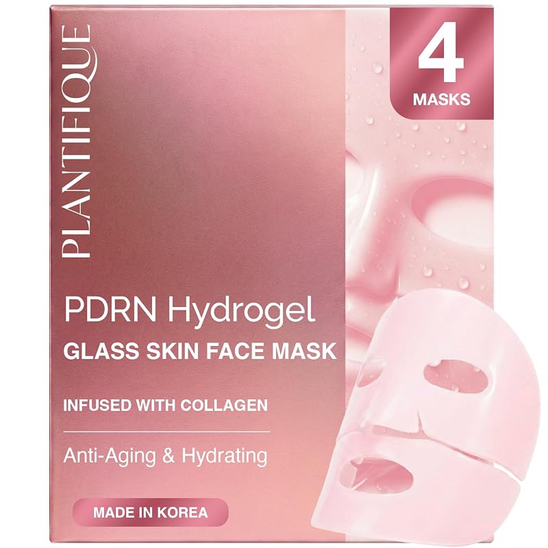 Máscara facial de hidrogel PLANTIFIQUE com colágeno, phyto-PDRN e ceramidas — Pacote com 4