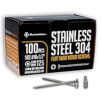 Vista 10 de #10x2 Tornillos de acero inoxidable para cubierta, grado 304, 100 piezas, broca T25 Star Drive, ideal para proyectos de madera al aire libre